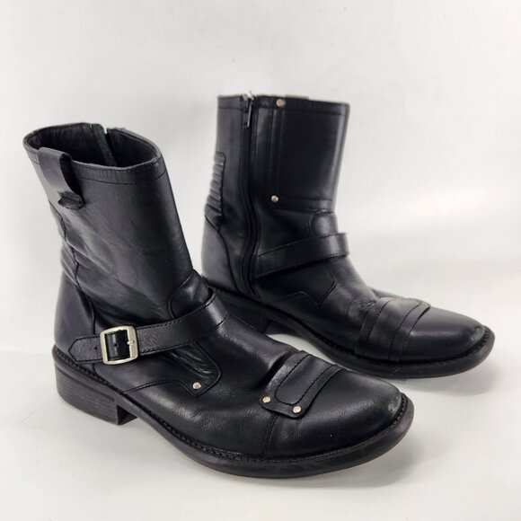 Steve Madden Black Leather Boots - Picture 1 of 7